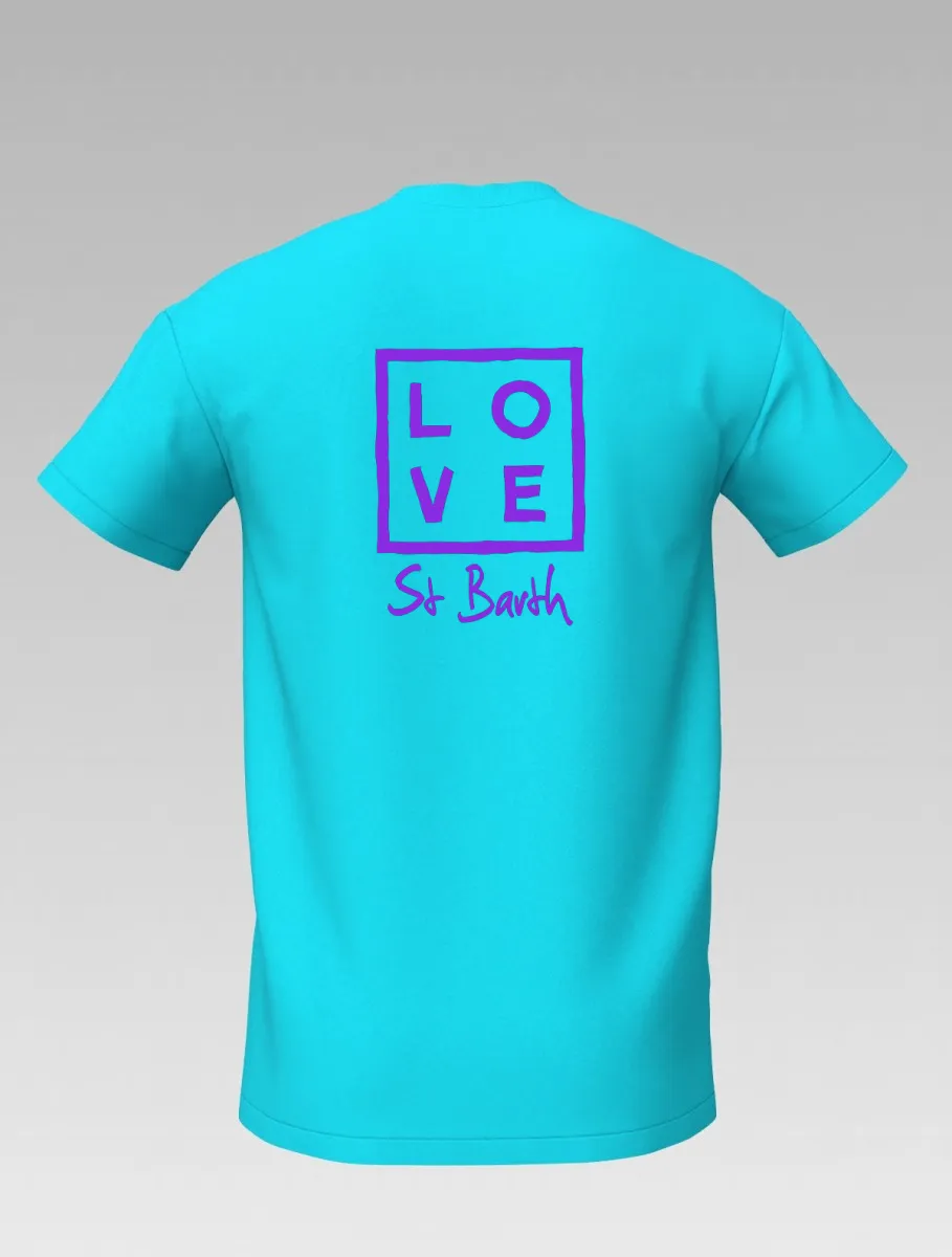 Men’s Turquoise T-shirt – Flex Classic Logo – St Barth Signature – LOVE Edition