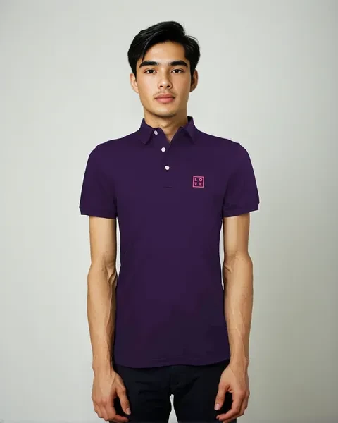 Polo “Cool-Fit” Men – Purple / Fluo pink embroidery